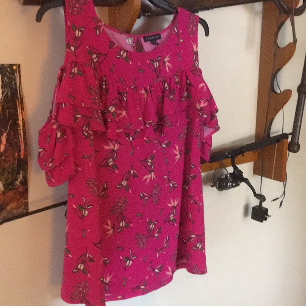 Lane Bryant pink floral ruffle top